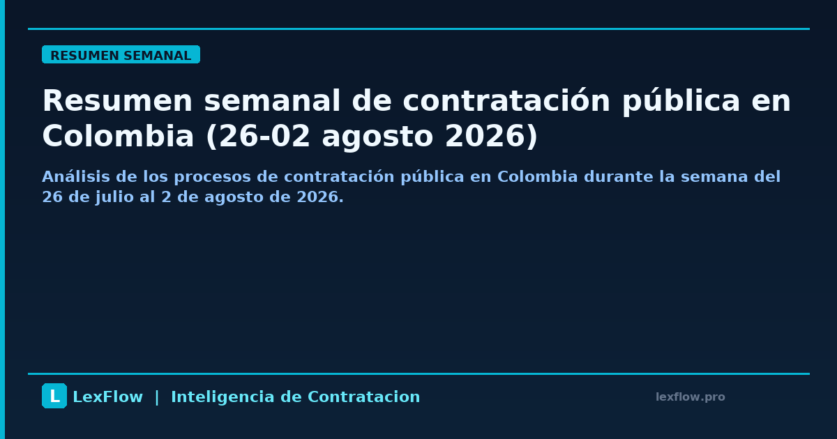 Resumen semanal de contratación pública en Colombia (26-02 agosto 2026)